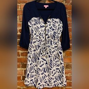 Lilly Pulitzer Navy and white 3/4 sleeve midi dress sz 2 Nwot